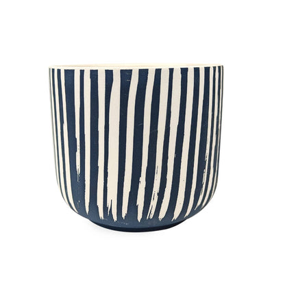 Blue Stripe Ceramic Pot