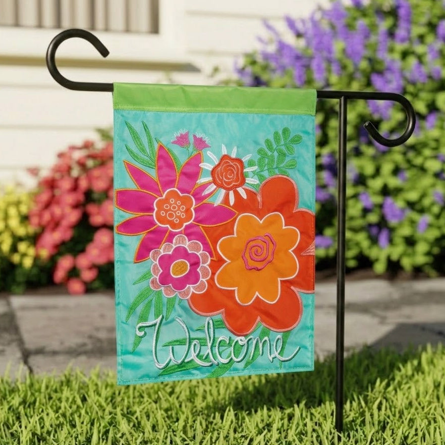 Floral Welcome Garden Flag