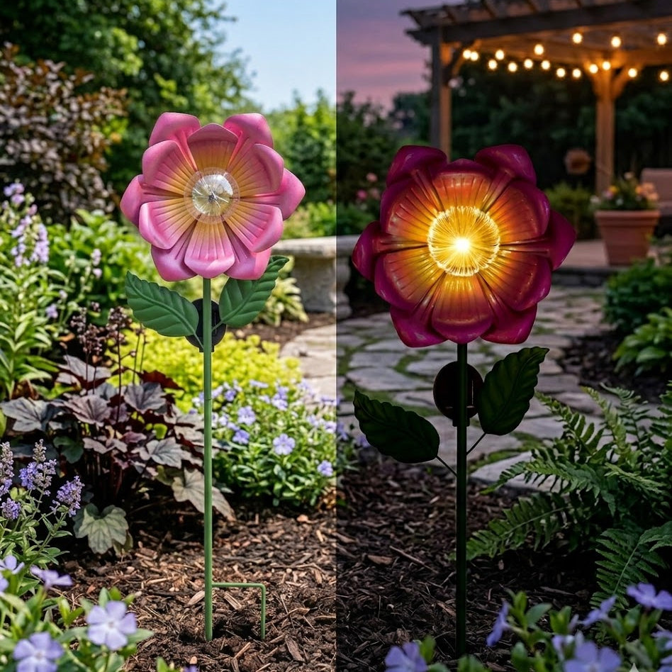 Pink Flower Solar Garden Stake