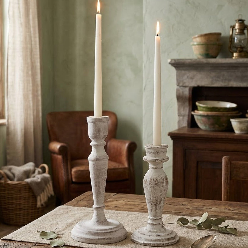 Stone Taper Candle Holders S/2